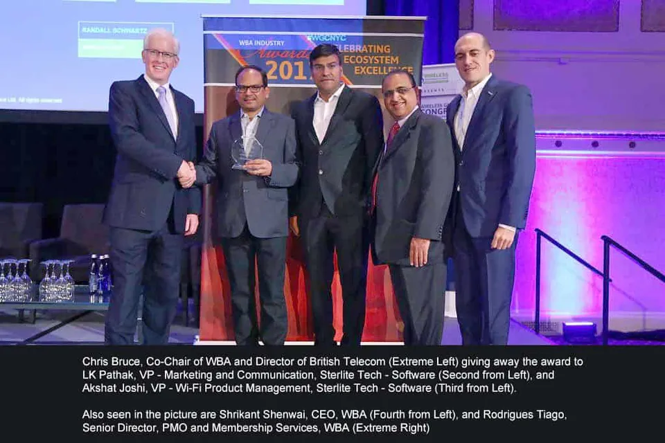 Sterlite Tech Wins WBA Industry Award 2017