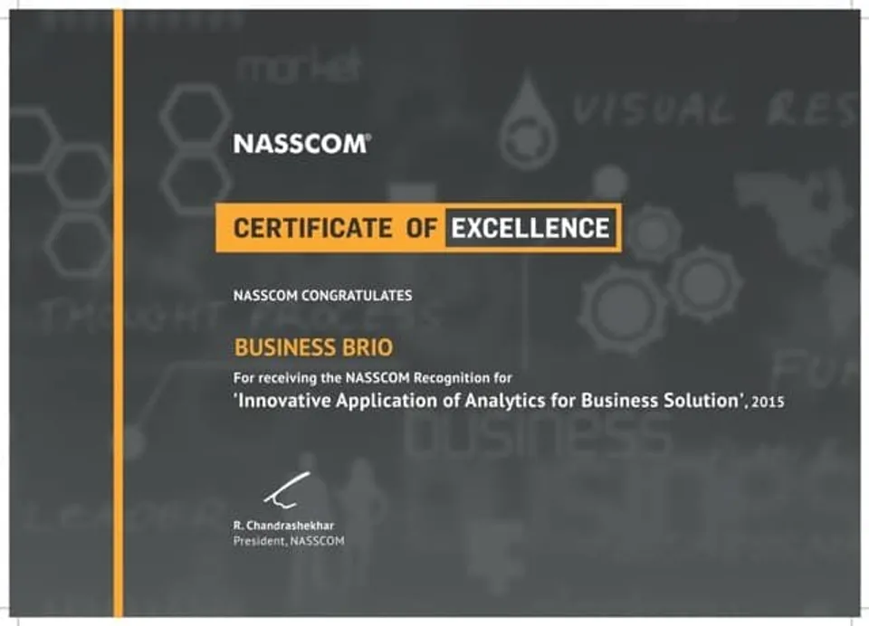 NASSCOM choose Business Brio for best Innovative Application of Analytics for Business  Solution