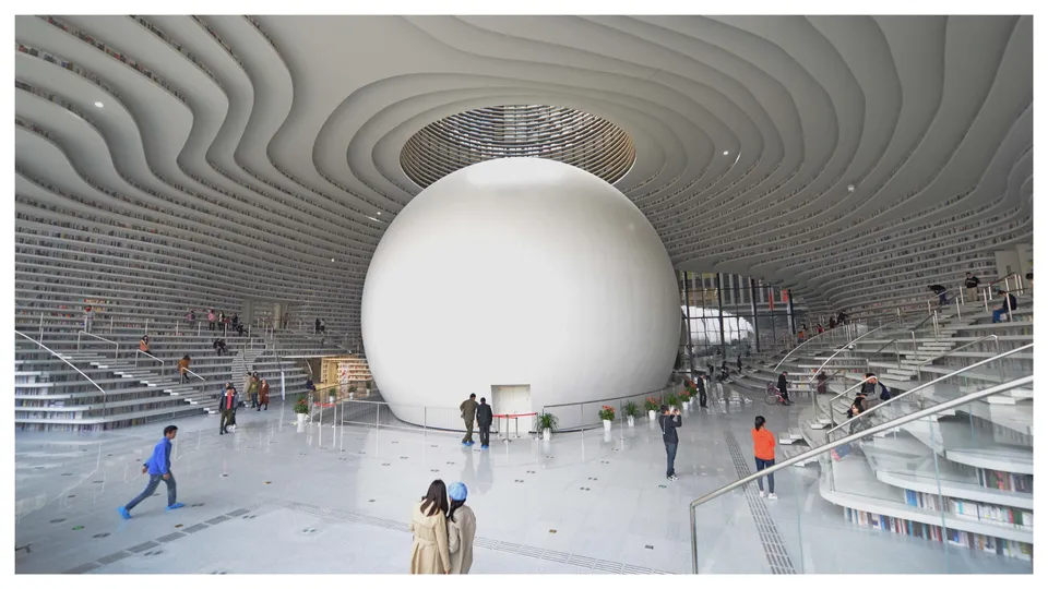 Inside the Tianjin Binhai Library, China