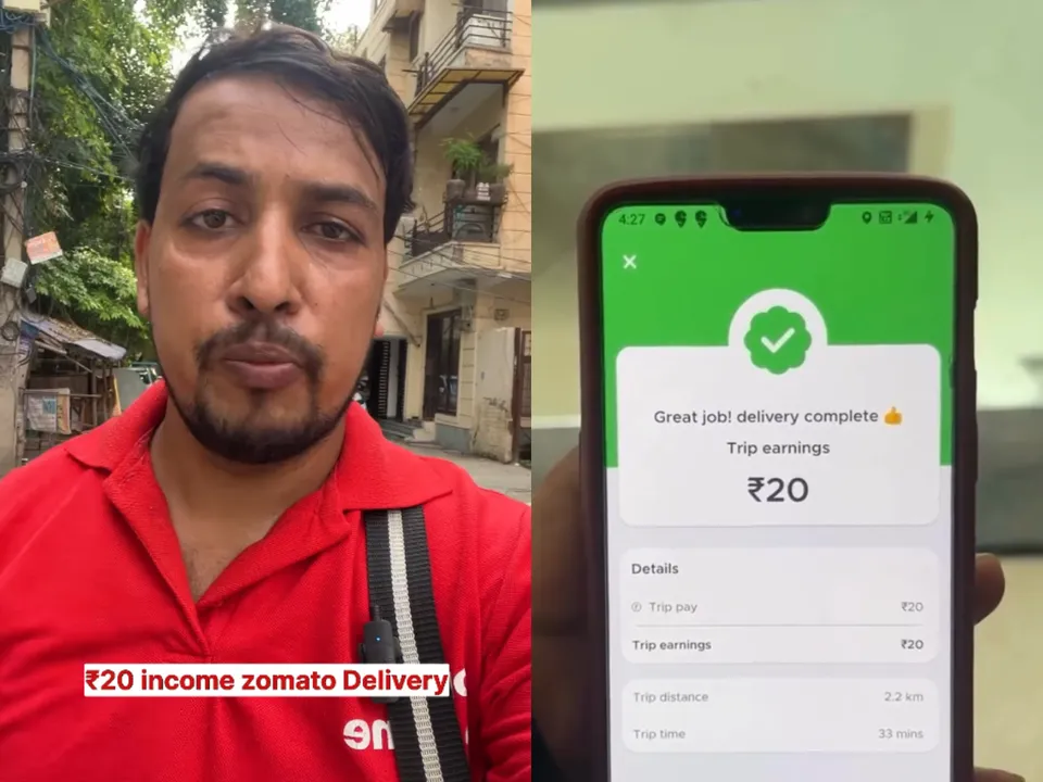 Delhi influencer shows how hard it is to earn Rs 20 as a Zomato delivery boy