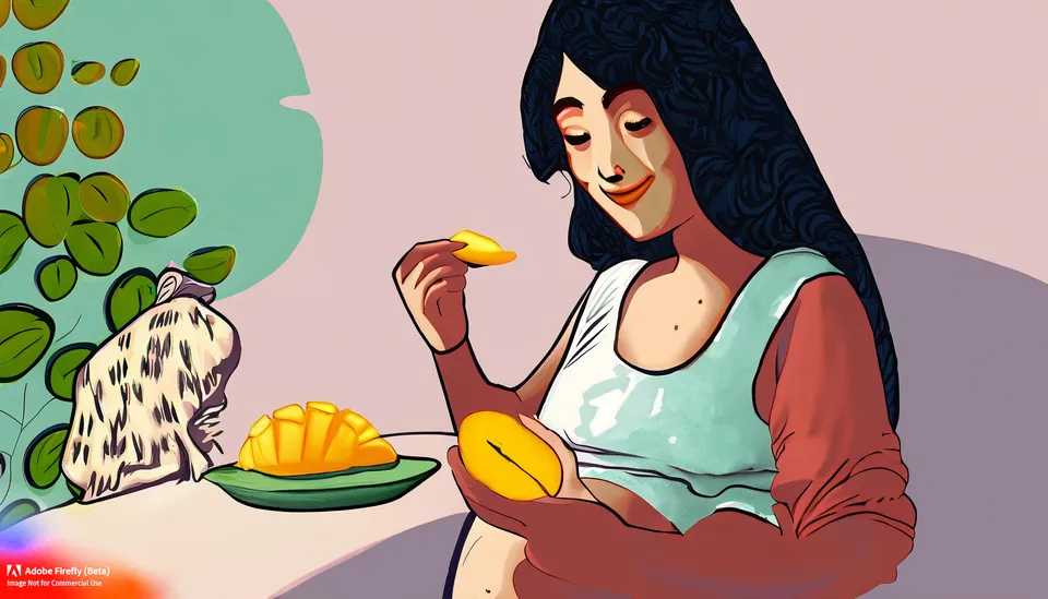  pregnant women eating mangoes