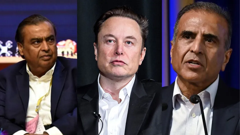 Mukesh Ambani Elon Musk Sunil Bharti Mittal Starlink Airtel Reliance Jio