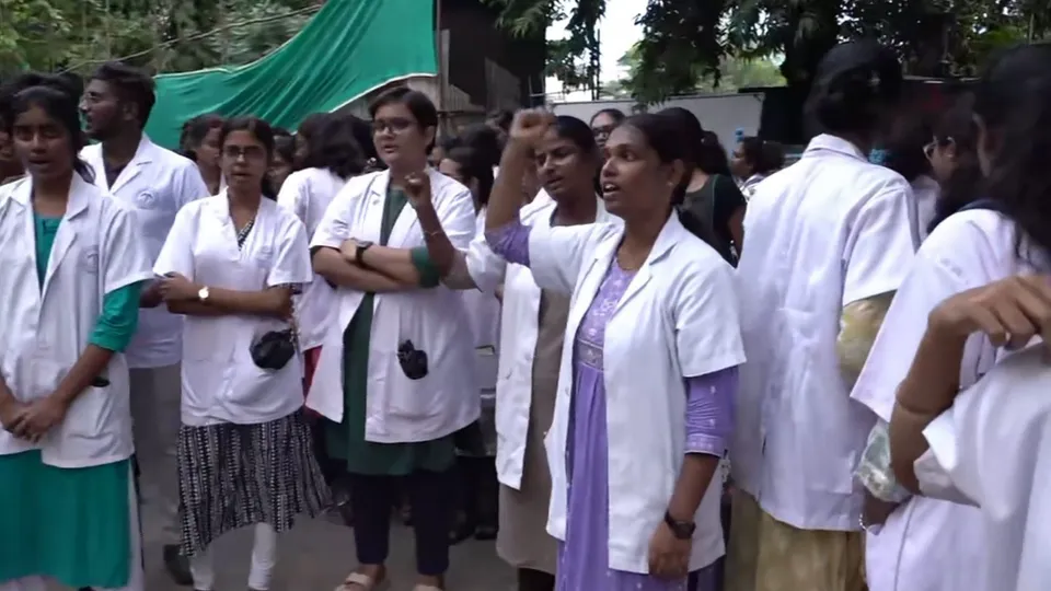 Doctors of Stanley Medical College stage a protest, in Chennai, Wednesday, Nov. 13, 2024.