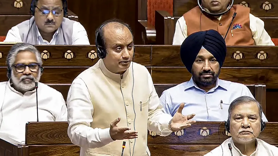 BJP MP Sudhanshu Trivedi speaks in the Rajya Sabha during the ongoing Parliament session, in New Delhi, Friday, June 28, 2024.