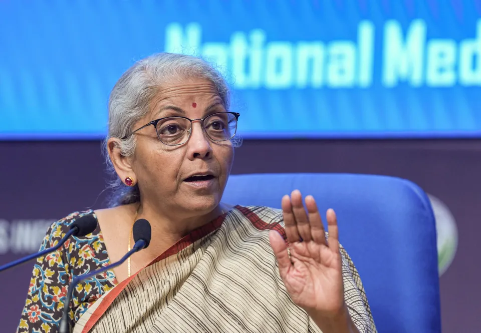 Union Finance Minister Nirmala Sitharaman addresses a press conference after the 53rd GST Council Meeting, in New Delhi, Saturday, June 22, 2024.