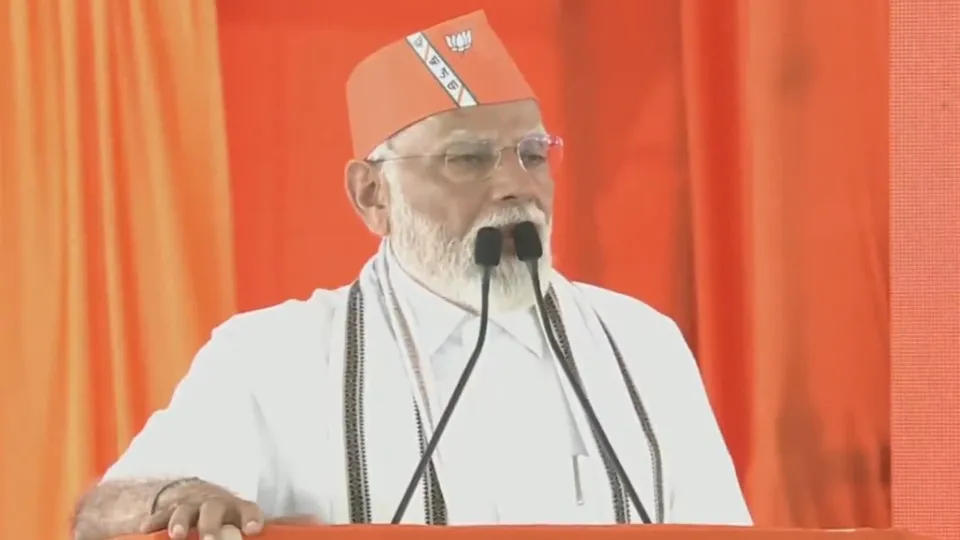 Prime Minister Narendra Modi addressing a massive public meeting in Adilabad, Telangana on 4th March, 2024