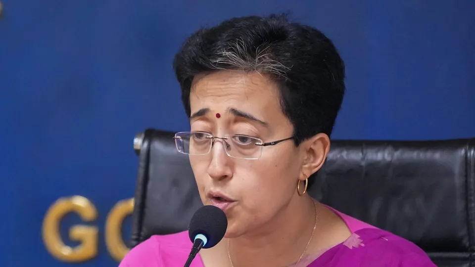 Delhi minister Atishi addresses a press conference, in New Delhi, Friday, July 19, 2024.