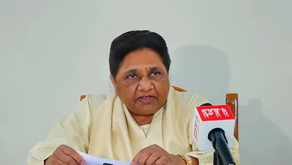 Bahujan Samaj Party (BSP) chief Mayawati speaks with the media, in New Delhi, Wednesday, July 19