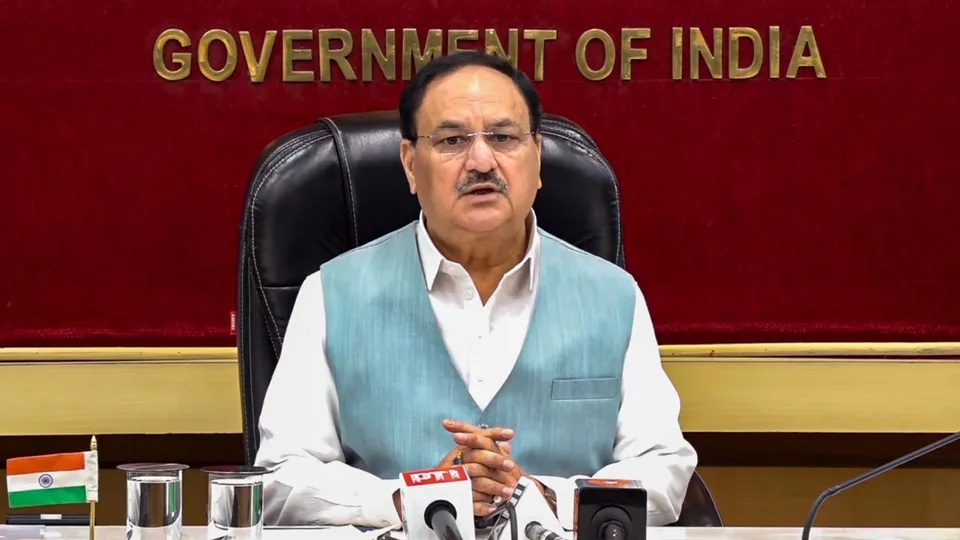 Union Minister for Health J P Nadda addresses a press conference regarding the rising cases of dengue during monsoon, in New Delhi, Wednesday, July 10, 2024.