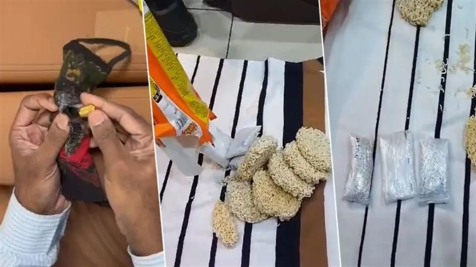 The Customs department seizes diamonds concealed in packets of noodles and gold hidden in the body parts of passengers and baggage.