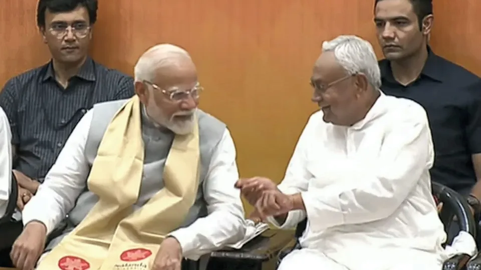 Prime Minister Narendra Modi and Bihar Chief Minister Nitish Kumar during the inauguration of the new campus of Nalanda University at Rajgir, in Nalanda district, Wednesday, June 19, 2024.