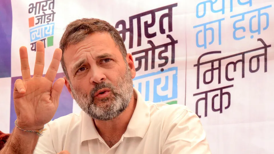 Congress leader Rahul Gandhi addresses the media during the ‘Bharat Jodo Nyay Yatra’