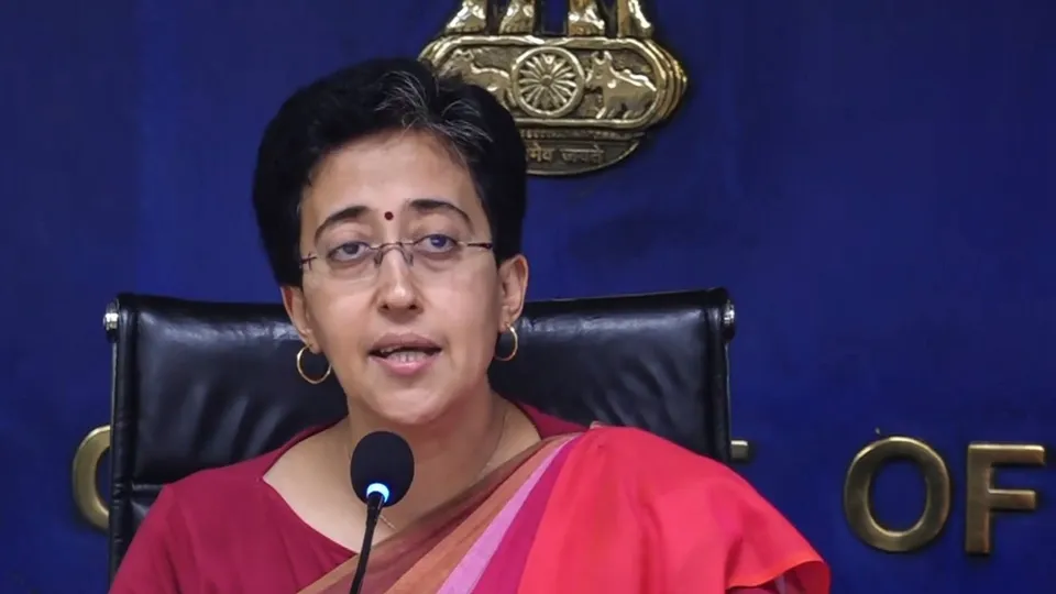 Delhi Minister and AAP leader Atishi addresses a press conference, in New Delhi, Monday, July 22, 2024.