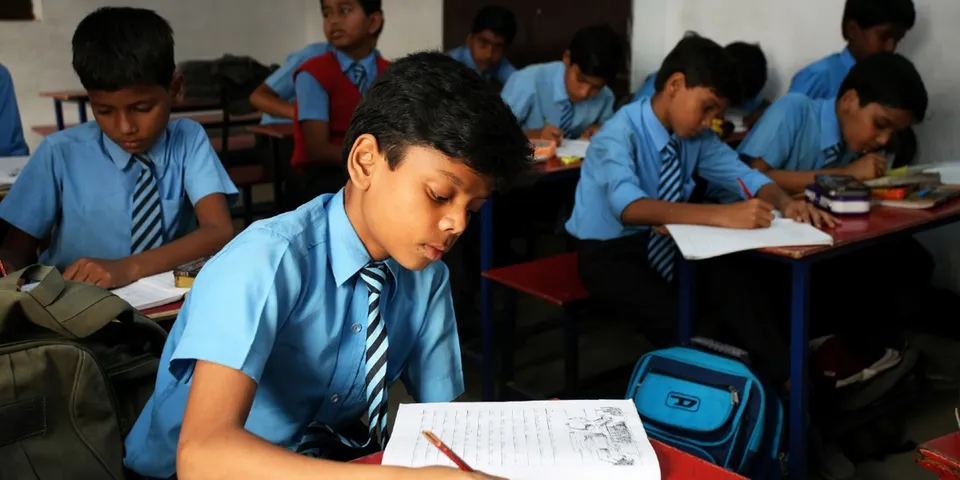 students studying in school