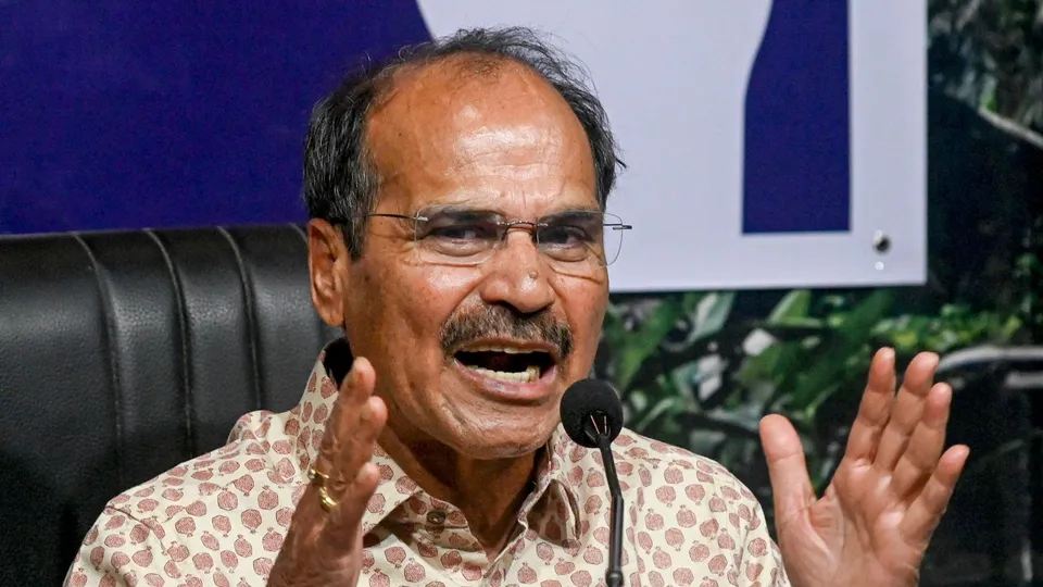 West Bengal Congress President Adhir Ranjan Chowdhury addresses the media, in Kolkata, Thursday, May 16, 2024