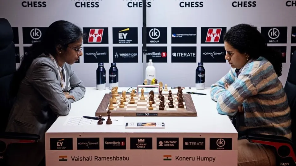 R Vaishali scored her first-ever Classical win against Koneru Humpy