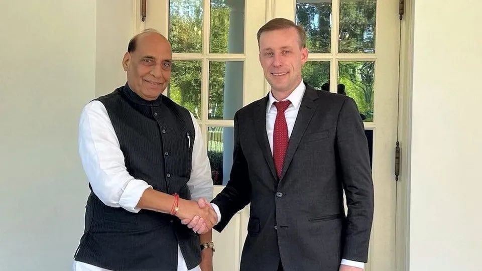 Defence Minister Rajnath Singh meets the US National Security Advisor Jake Sullivan, in Washington.