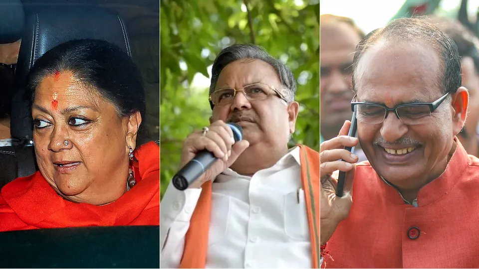 (From L- R) Vasundhara Raje, Raman Singh and Shivraj Singh Chouhan