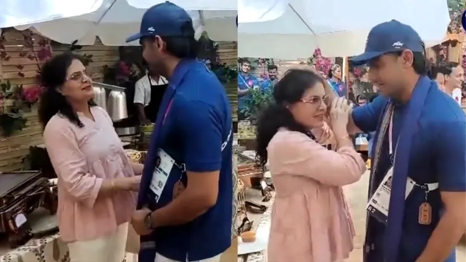 WATCH: 'Shaadi ke rishte ki baat chal raha hai' - Fans react as Manu Bhaker's mother interacts with Neeraj Chopra at Paris Olympics 2024