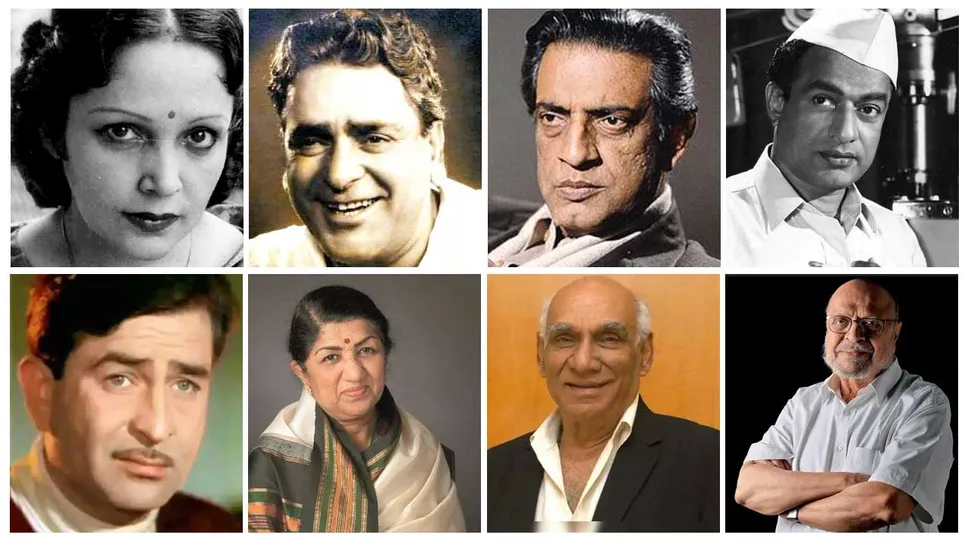 Devika Rani, Prithviraj Kapoor, Satyajit Rai, V. Shantaram, Raj Kapoor, Lata Mangeshkar, Yash Chopra, Shyam Benegal,.jpg