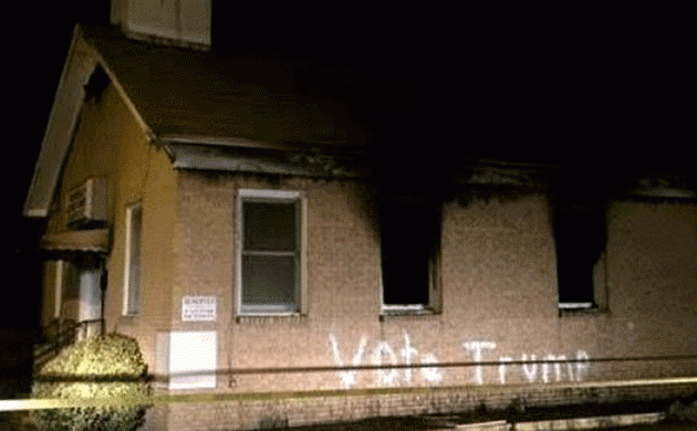 US: Black church with â€˜Vote Trumpâ€™s graffiti set ablaze in Mississippi